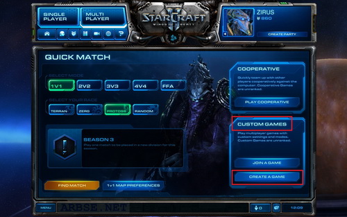 Блок Custom Games в StarCraft 2 - Blizzard Dota