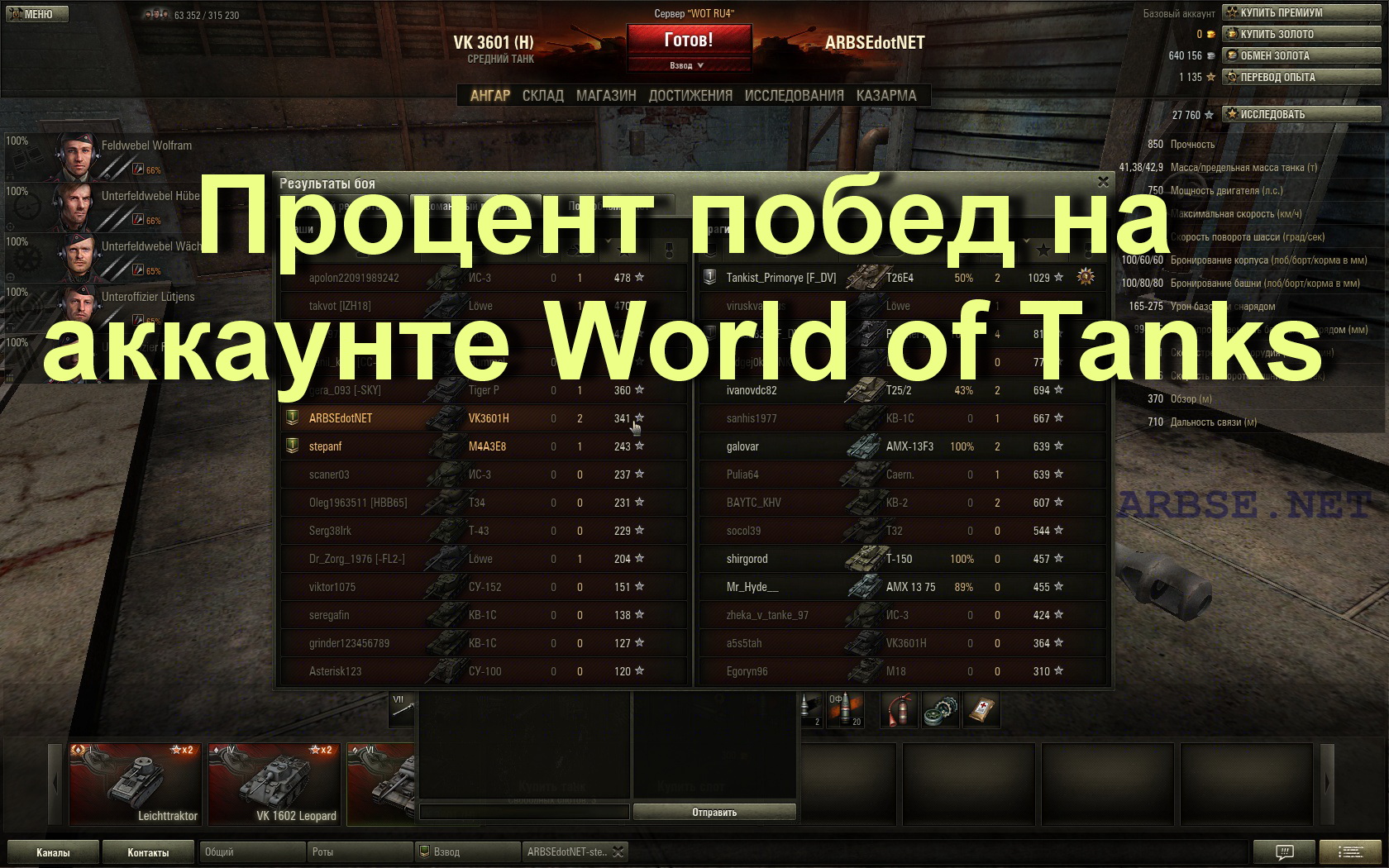 World of tanks проценты