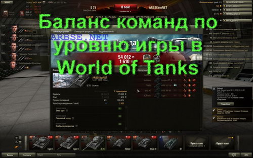 Баланс команд по уровню игры в World of Tanks