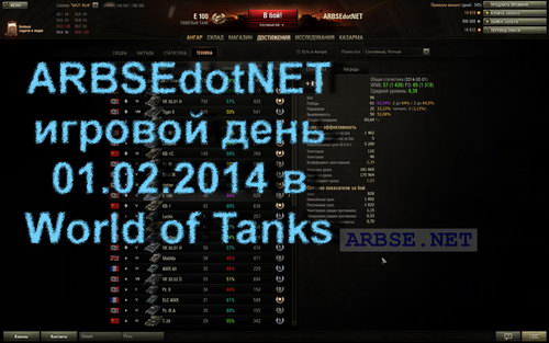 ARBSEdotNET игровой день 01.02.2014 в World of Tanks